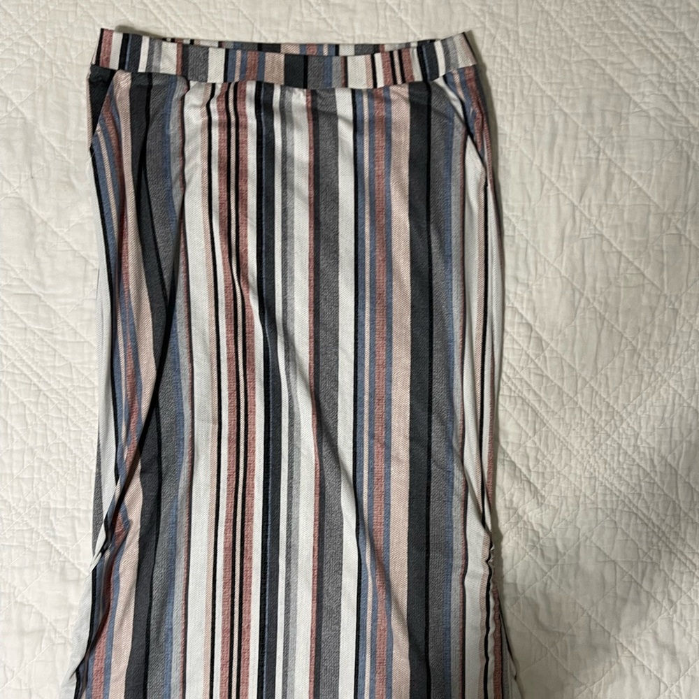 striped maxi skirt with pull string sides